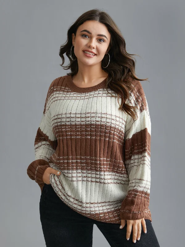 Contrast Textured Crew Neck Pullover