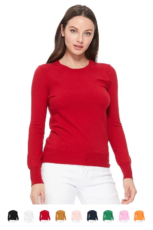 YEMAK Women's Crewneck Long Sleeve Pullover Soft Knit Top Sweater MK5500 (S-XL)