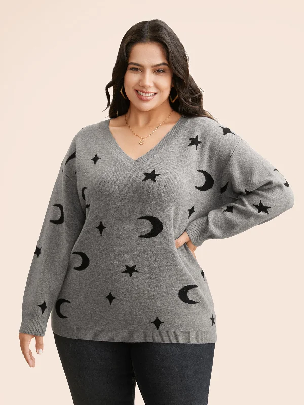 Supersoft Essentials Celestial Jacquard V-Neck Pullover