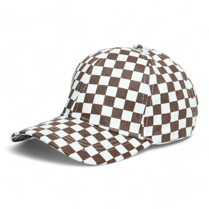 Chokore Checkerboard Print Baseball Hat (Brown)