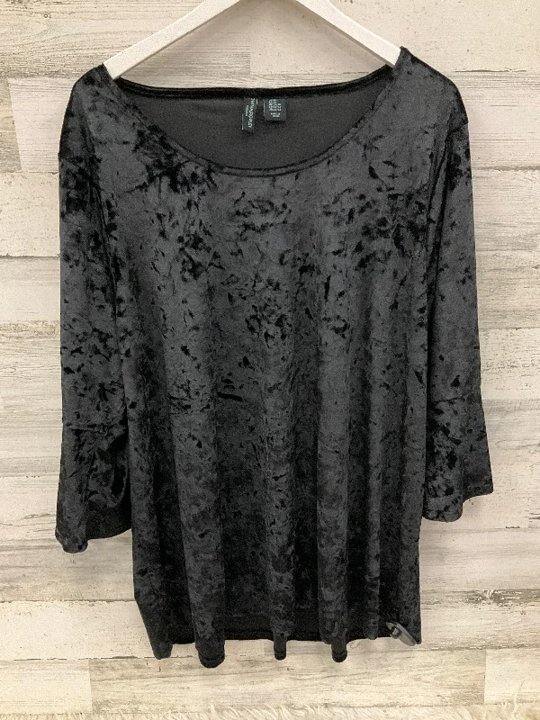 Top 3/4 Sleeve By Cynthia Maxx In Black, Size: 3x