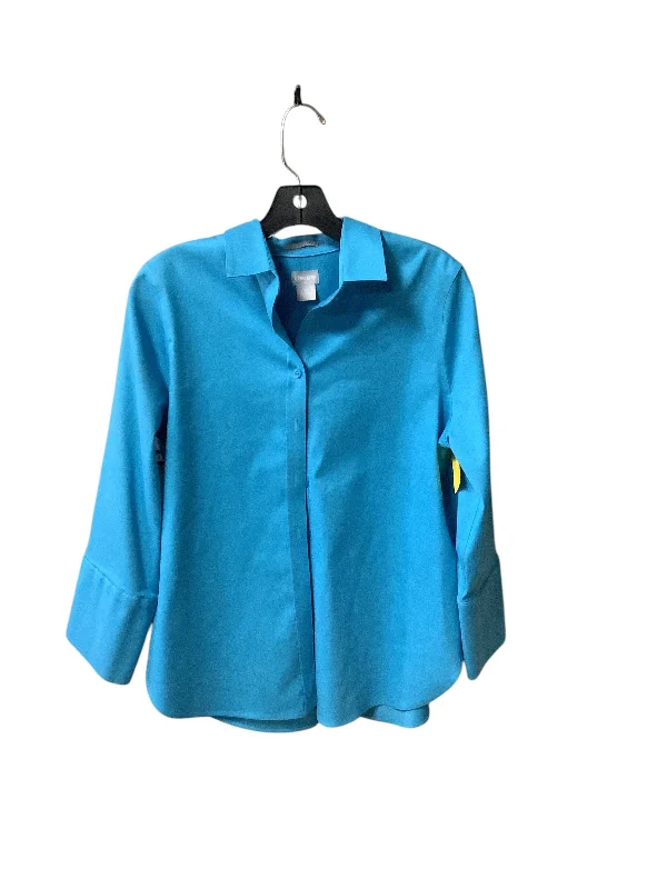 Top Long Sleeve Basic By Chicos In Blue, Size: S