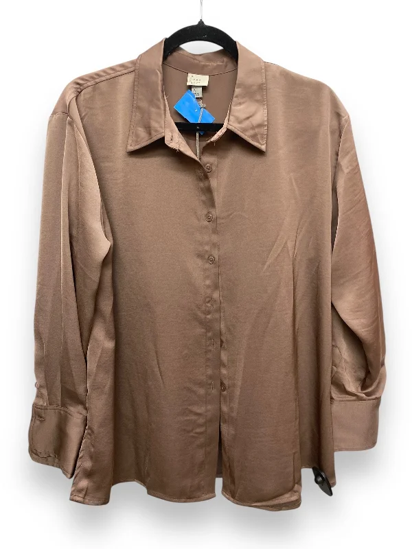 Top Long Sleeve By A New Day In Tan, Size: L