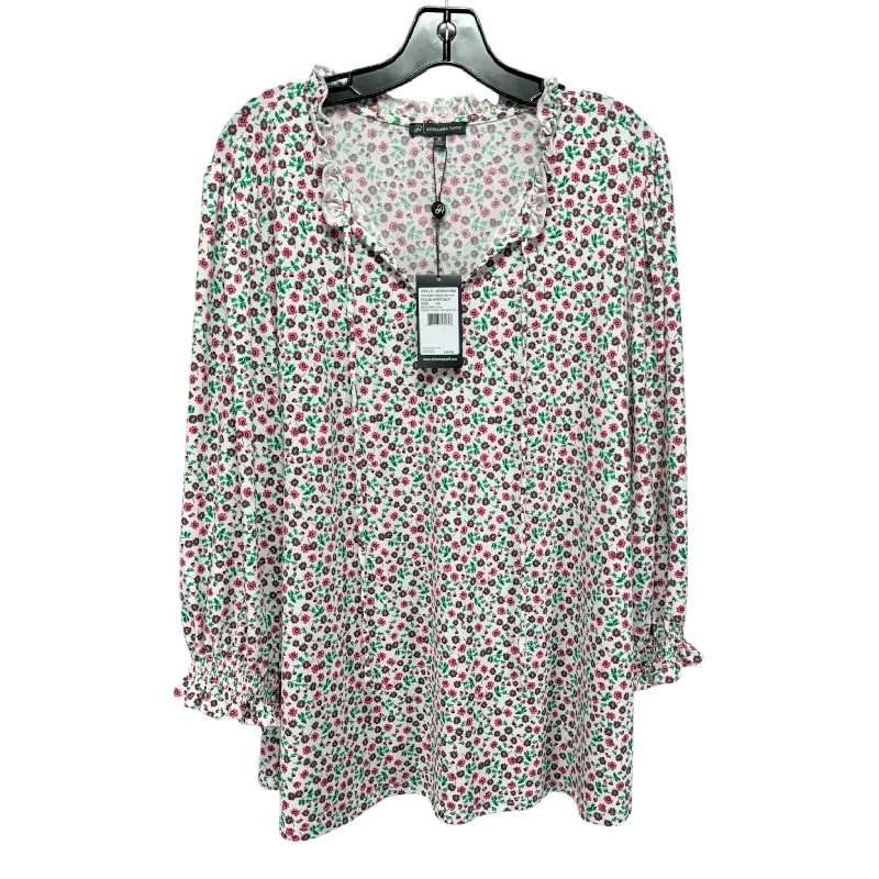 Top Long Sleeve By Adrianna Papell In Floral Print, Size: 2x