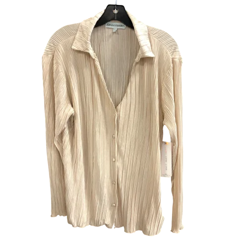 Top Long Sleeve By Almost Famous In Beige, Size: L