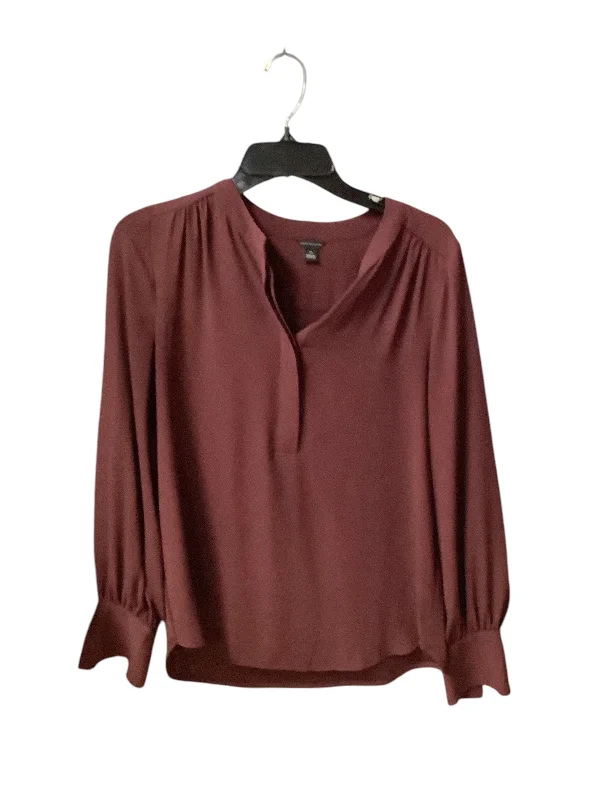 Top Long Sleeve By Ann Taylor In Maroon, Size: Xs