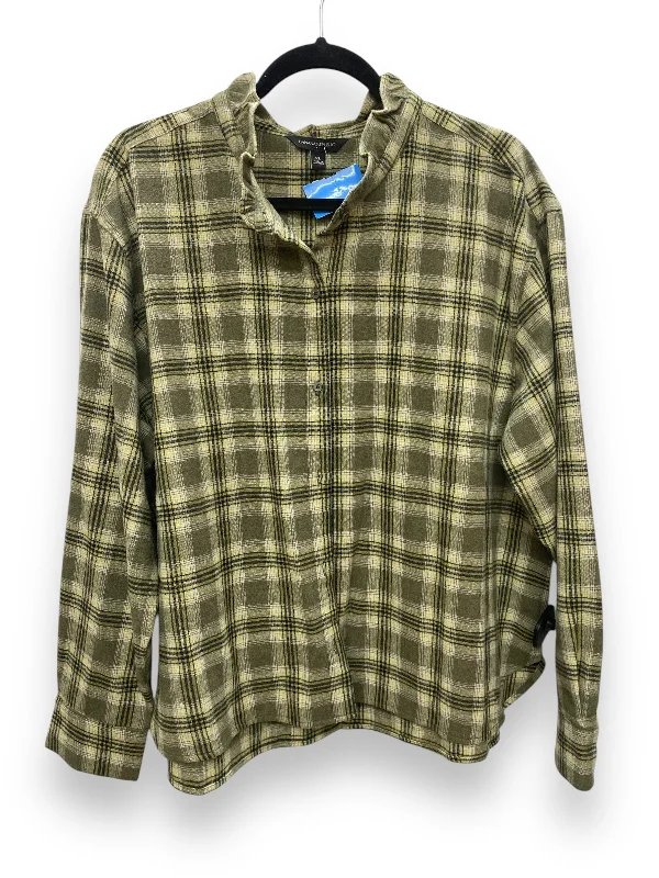 Top Long Sleeve By Banana Republic In Green, Size: Xl