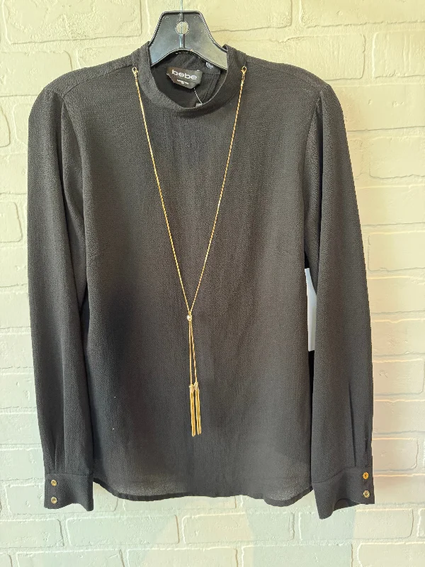 Top Long Sleeve By Bebe In Black & Gold, Size: Xs