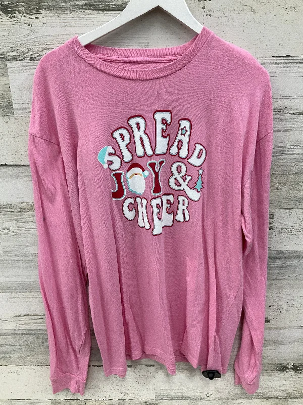 Top Long Sleeve By Clothes Mentor In Pink, Size: Xl