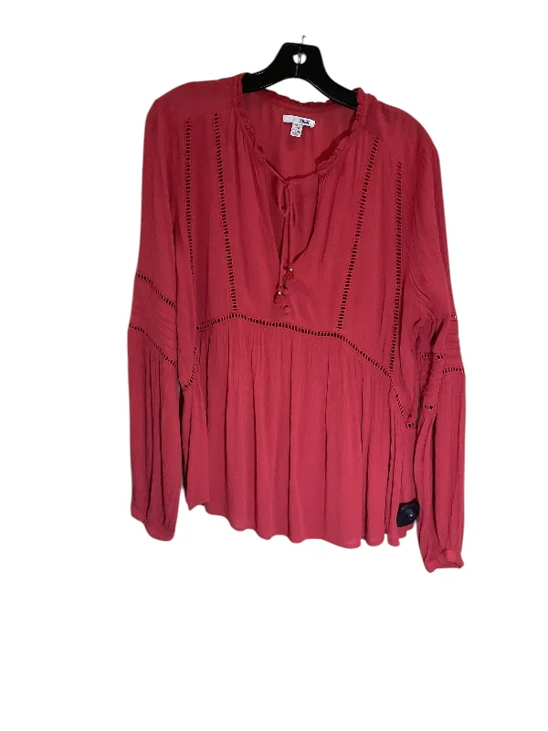 Top Long Sleeve By Clothes Mentor In Red, Size: L