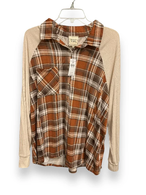 Top Long Sleeve By Cmc In Plaid Pattern, Size: Xxl