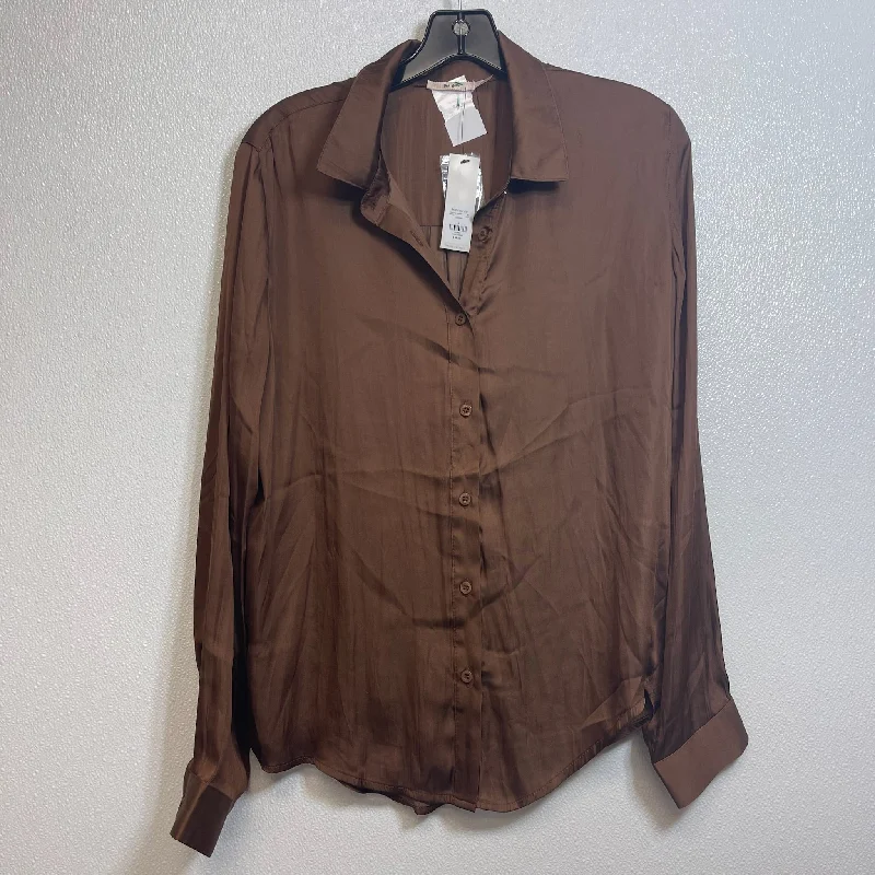 Top Long Sleeve By Francesca's In Brown, Size: L