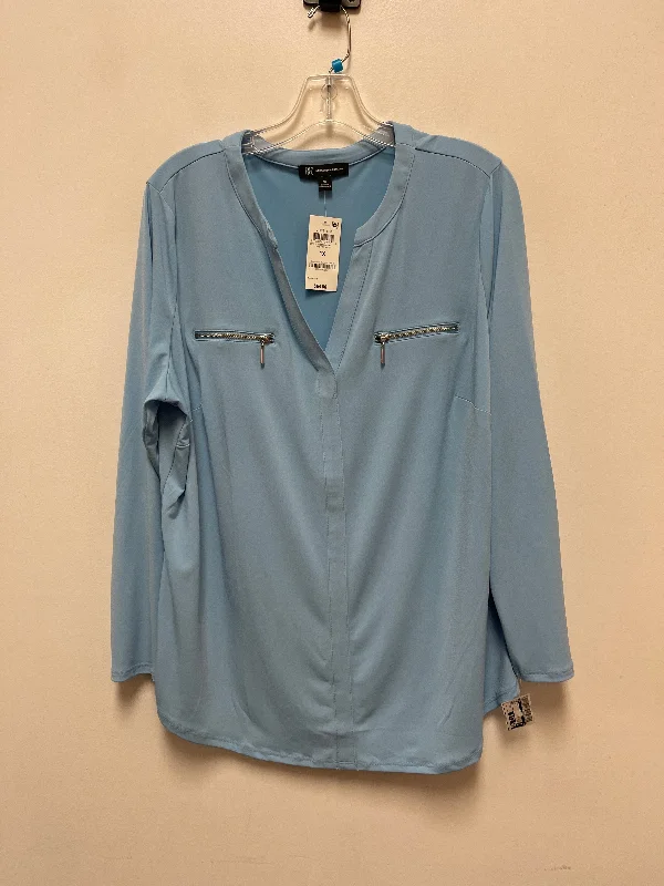 Top Long Sleeve By Inc In Blue, Size: 1x