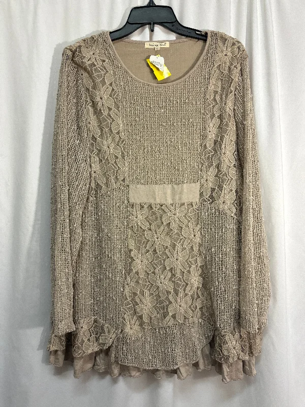 Top Long Sleeve By Indigo Soul In Tan, Size: 2x