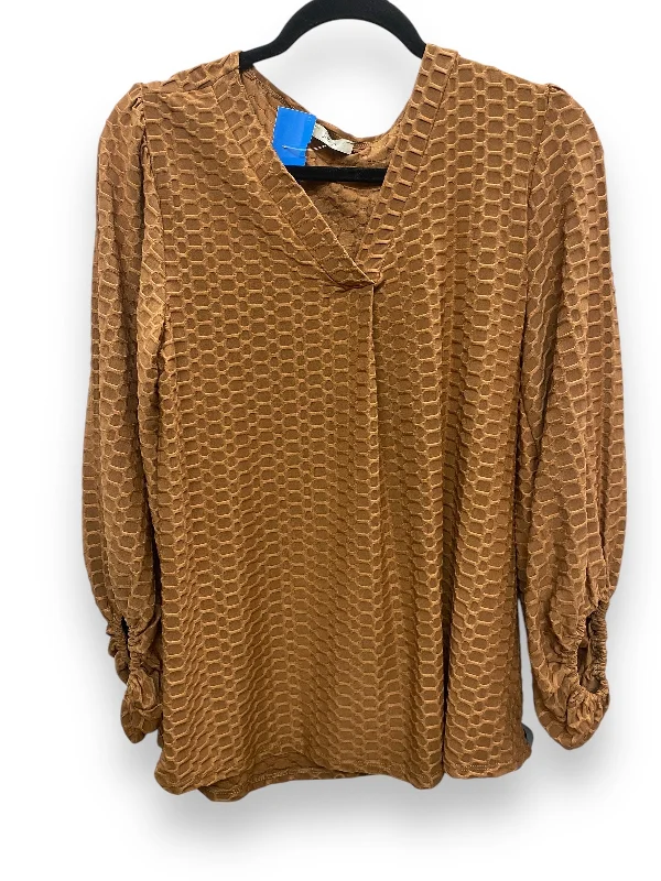 Top Long Sleeve By Jodifl In Brown, Size: S