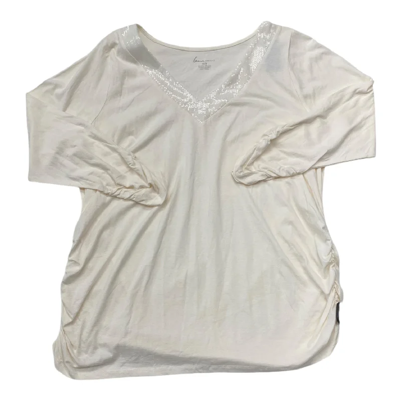 Top Long Sleeve By Lane Bryant In Cream, Size: 1x