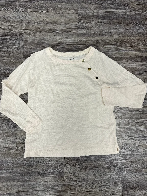 Top Long Sleeve By Loft In White, Size: L