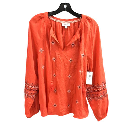 Top Long Sleeve By Style And Co Collection Women In Orange, Size: M