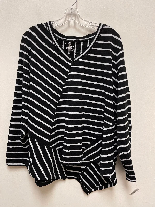 Top Long Sleeve By West Bound In Black & White, Size: 2x