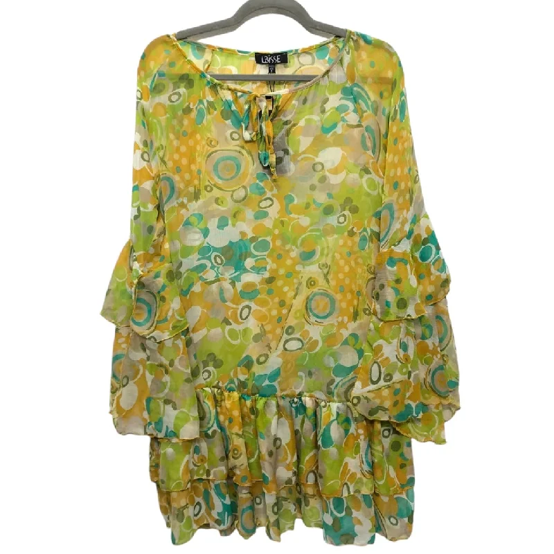 Tunic Long Sleeve By Cmc In Green & Yellow, Size: S