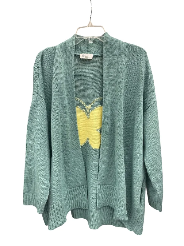 Cardigan By Clothes Mentor In Teal, Size: 1x