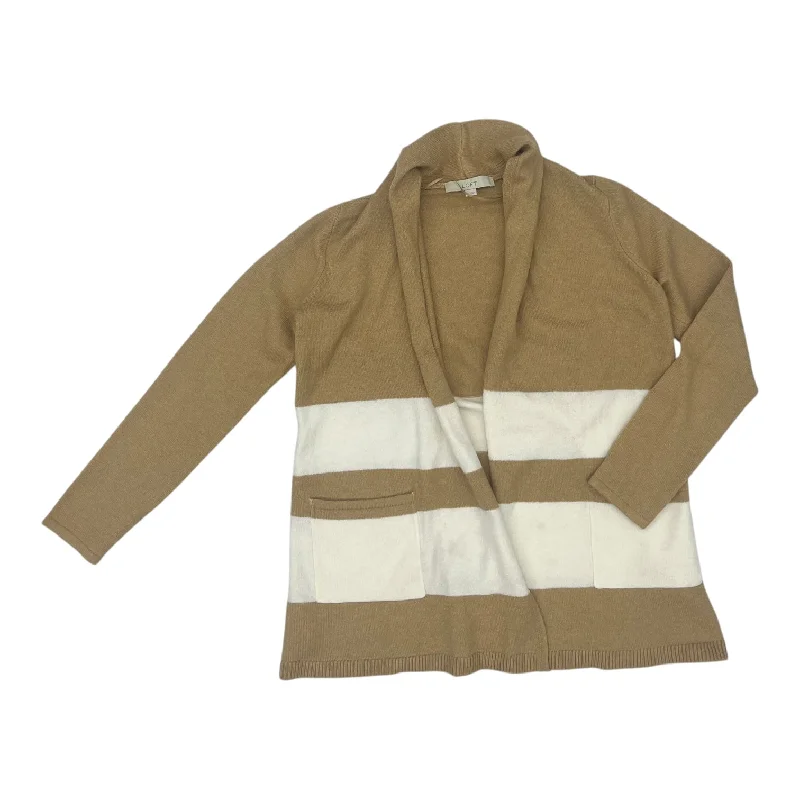 Cardigan By Loft In Tan & White, Size:S