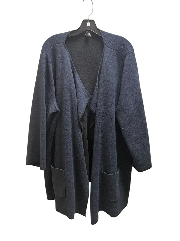 Sweater Cardigan By Alfani In Navy, Size: 2x