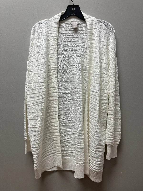 Sweater Cardigan By Chicos In Cream, Size: Mp