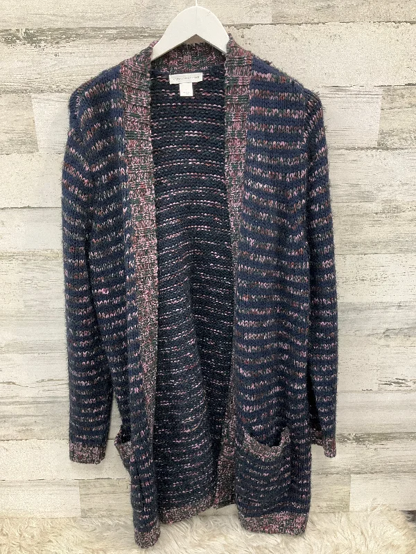 Sweater Cardigan By Christopher And Banks In Blue & Purple, Size: L