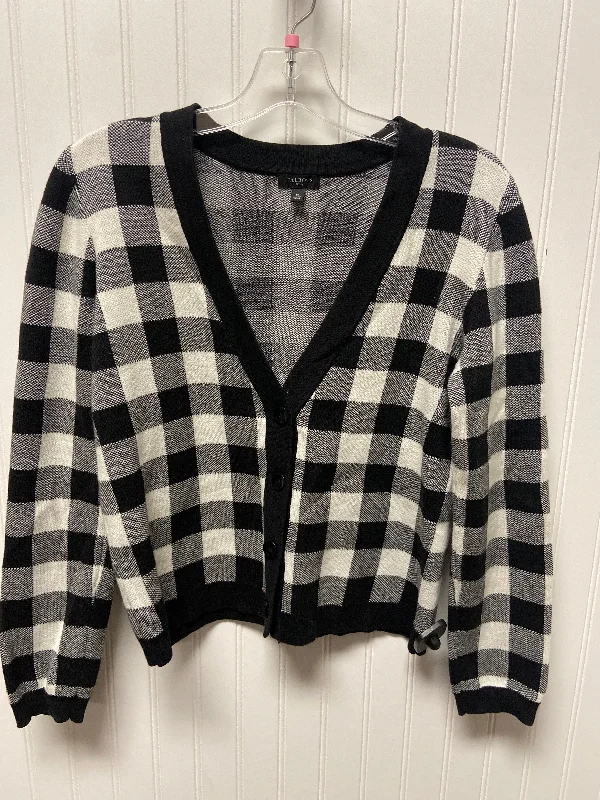 Sweater Cardigan By Talbots In Checkered Pattern, Size: Sp