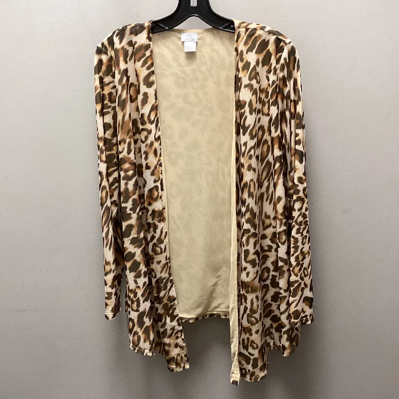 Cardigan By Chicos In Leopard Print, Size: L