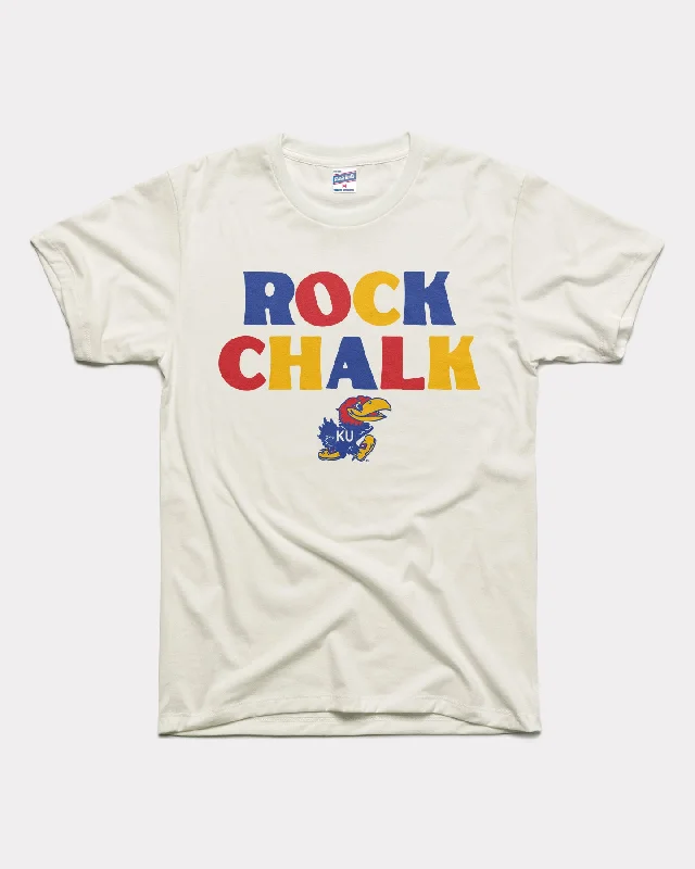 Kansas Jayhawks Rock Chalk Vintage White T-Shirt