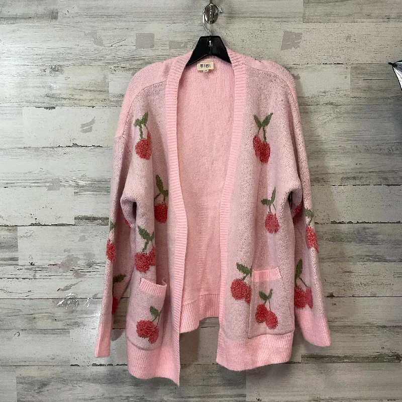 Sweater Cardigan By Bibi In Pink, Size: Xl