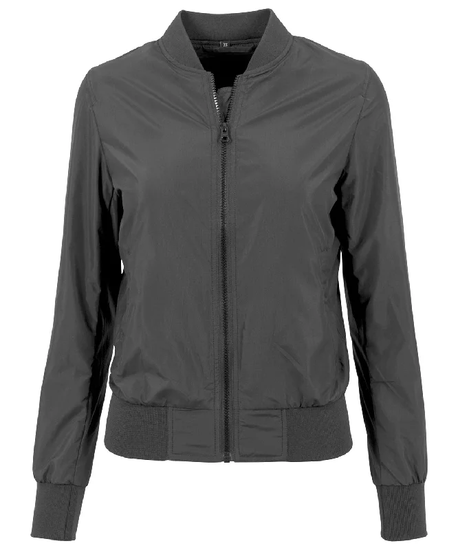 Womens nylon bomber jacket | Black