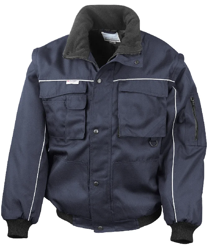 Work-Guard zip sleeve heavy-duty pilot jacket | Navy/Navy