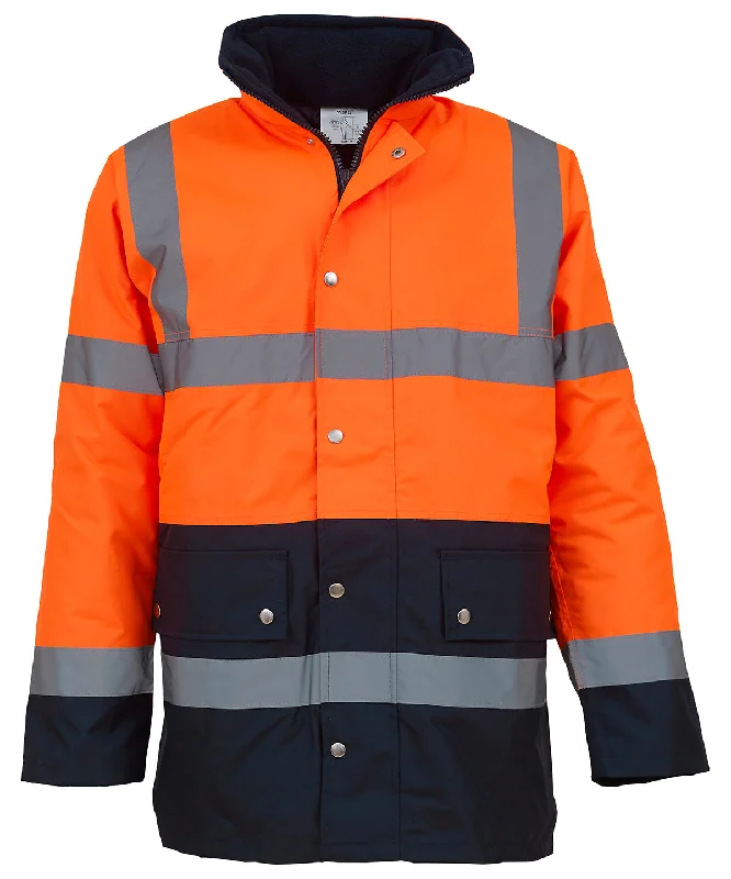 Hi-vis two-tone motorway jacket (HVP302) | Orange/Navy