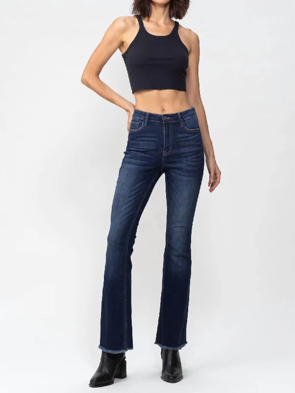 High Rise Flare Jeans In Dark Wash