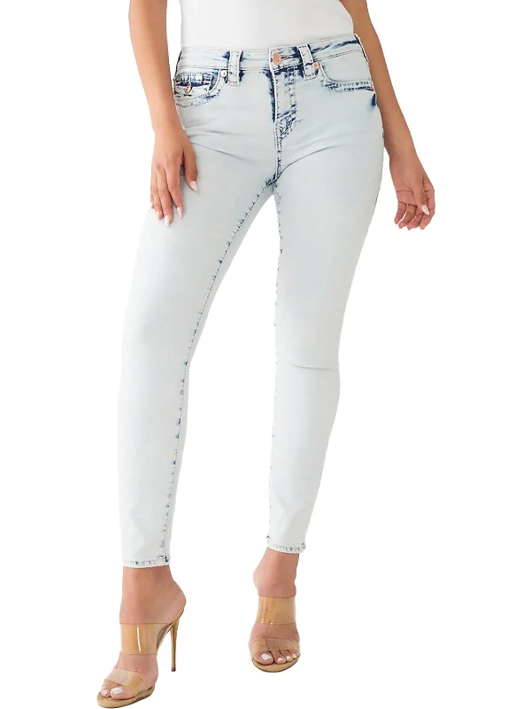 Jennie Curvy Womens Mid-Rise Light Wash Skinny Jeans