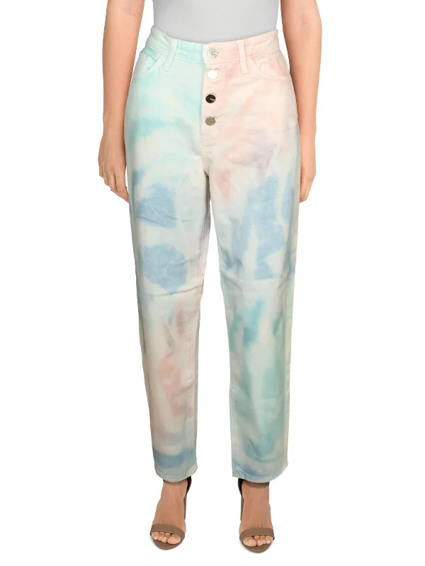 Lila Womens High Rise Tie-Dye Mom Jeans