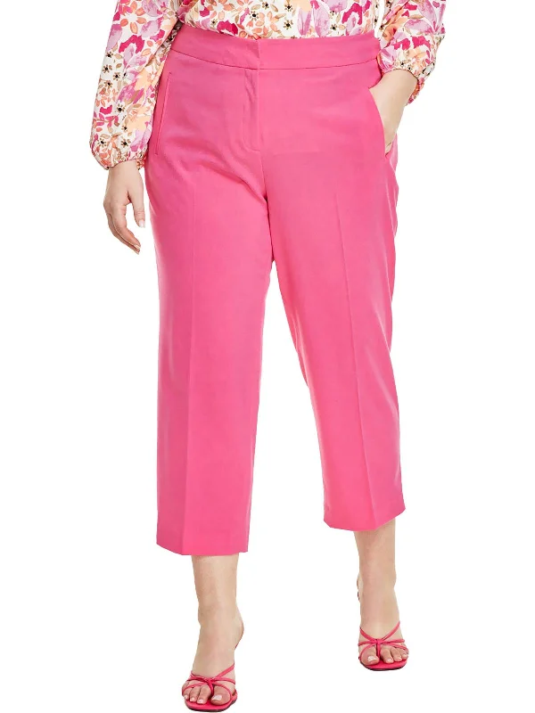 Plus Womens Bi-r Polyester Straight Leg Pants