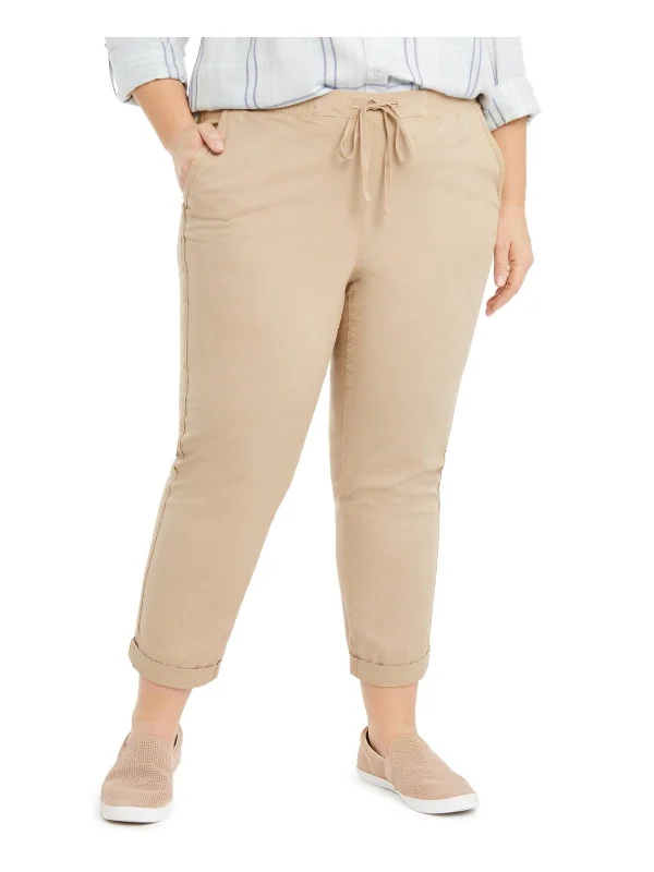 Plus Womens Cropped Mid-Rise Ankle Pants