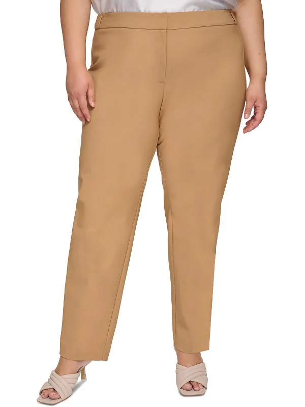 Plus Womens High Rise Slim Leg Ankle Pants