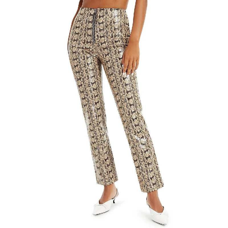 Womens Animal Print Straight Leg Straight Leg Pants