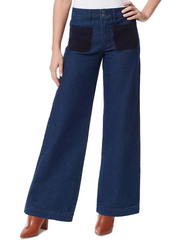 Womens Dark Wash High Rise Wide Leg Jeans