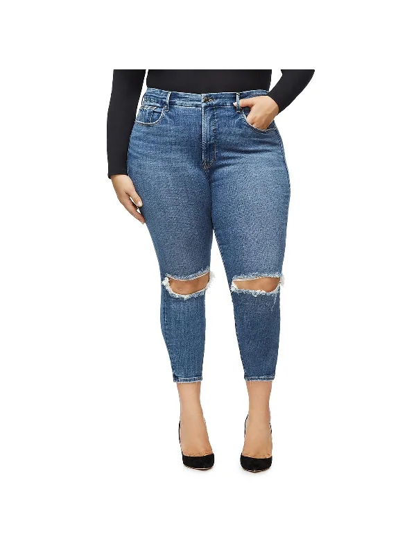 Womens Distressed High Rise Skinny Jeans