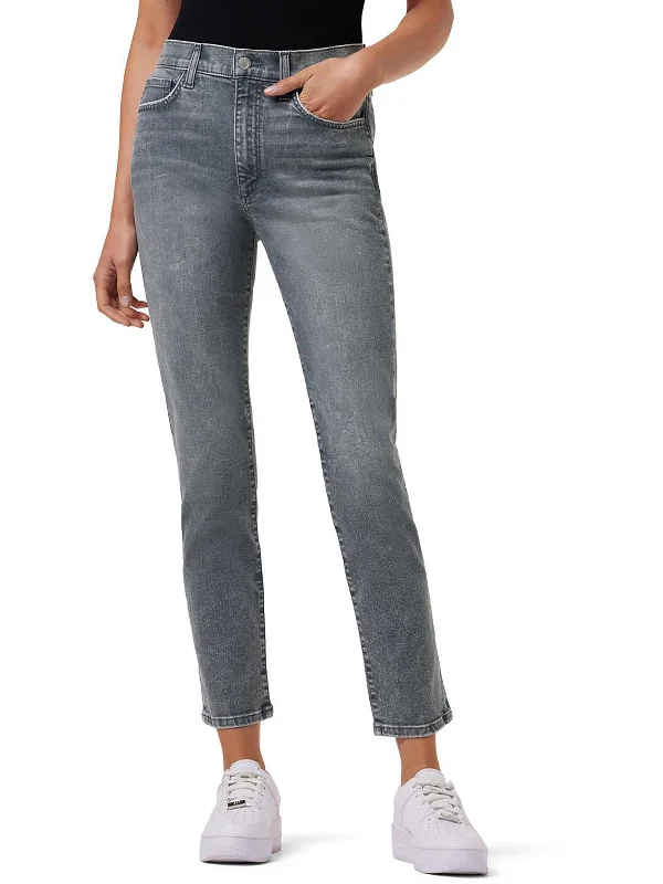 Womens High Rise Ankle Straight Leg Jeans