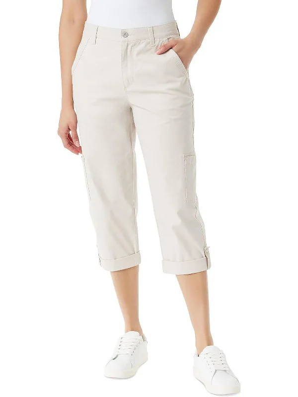 Womens High Rise Cargo Capri Pants