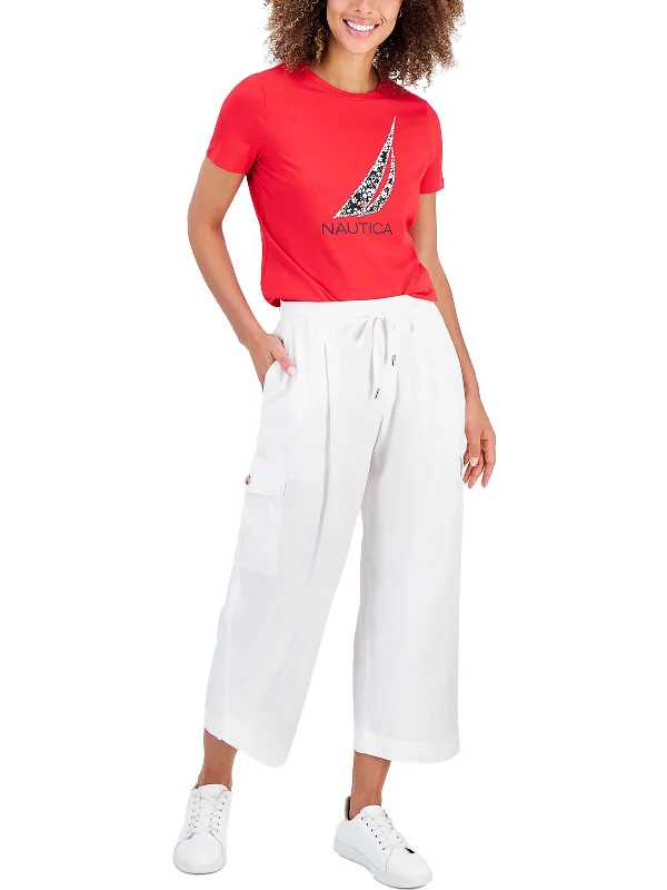 Womens High Rise Drawstring Cargo Pants