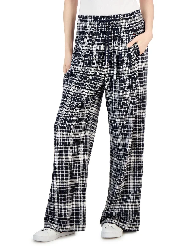 Womens High Rise Drawstring Wide Leg Pants