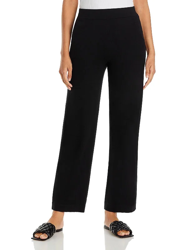 Womens High Rise Knit Wide Leg Pants